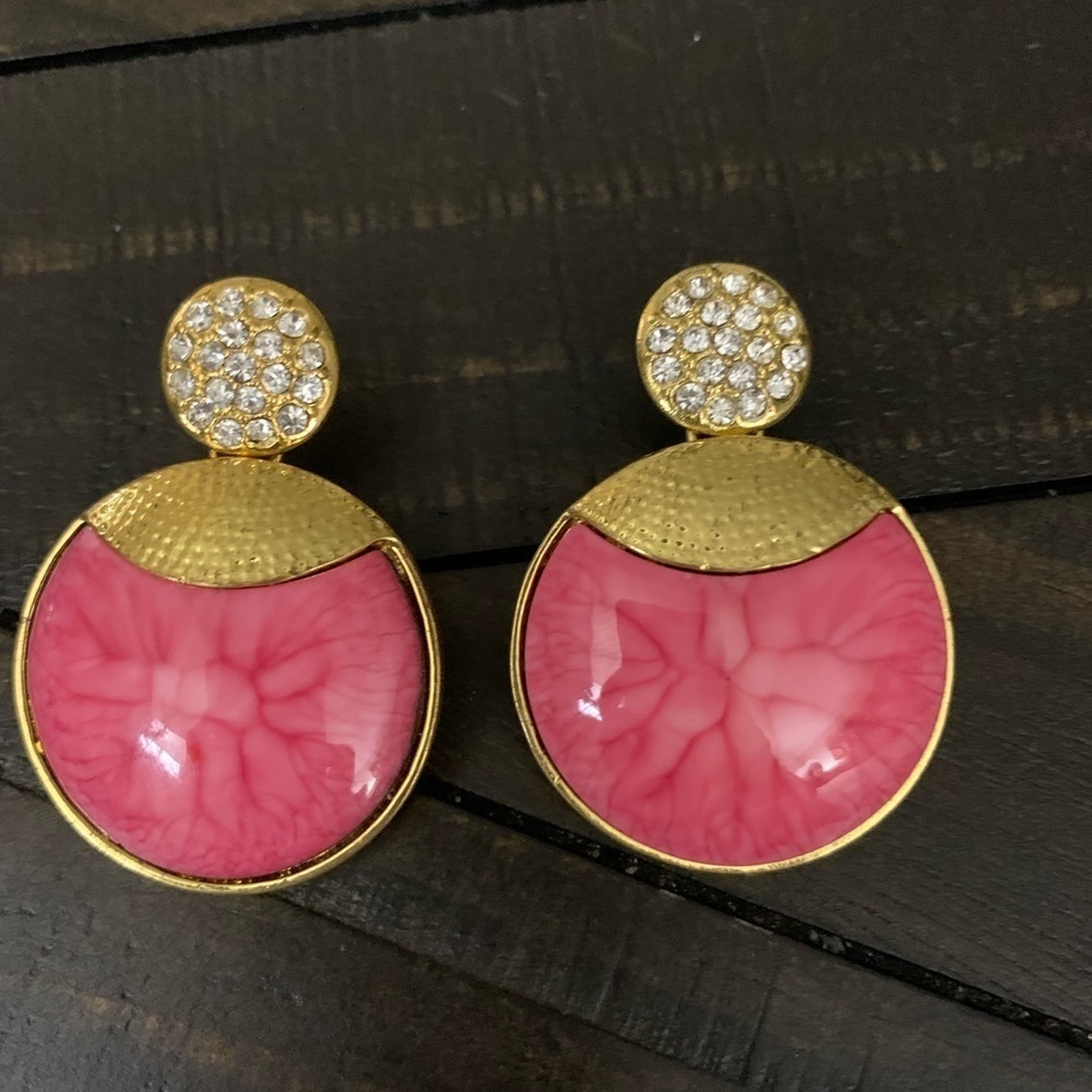 Pink gold circle earrings